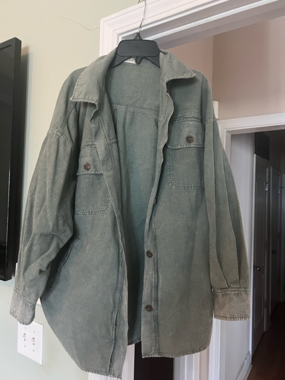Women’s Washed Sage Green Corduroy Overshirt